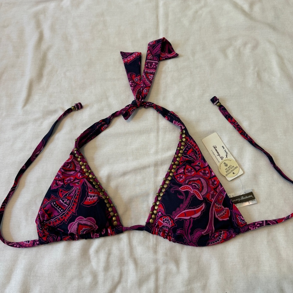 NEW Tommy Bahama XS Jacobean Floral Bikini Swim Top ~ Tropical Vacation Vacay